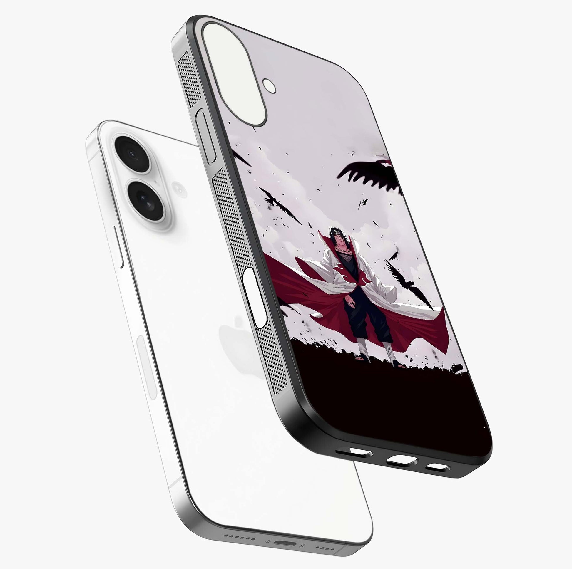 Crimson Crow Ascension Glass Case laid diagonally highlighting side profile, edges and glossy glass shine.