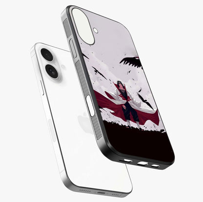 Crimson Crow Ascension Glass Case laid diagonally highlighting side profile, edges and glossy glass shine.