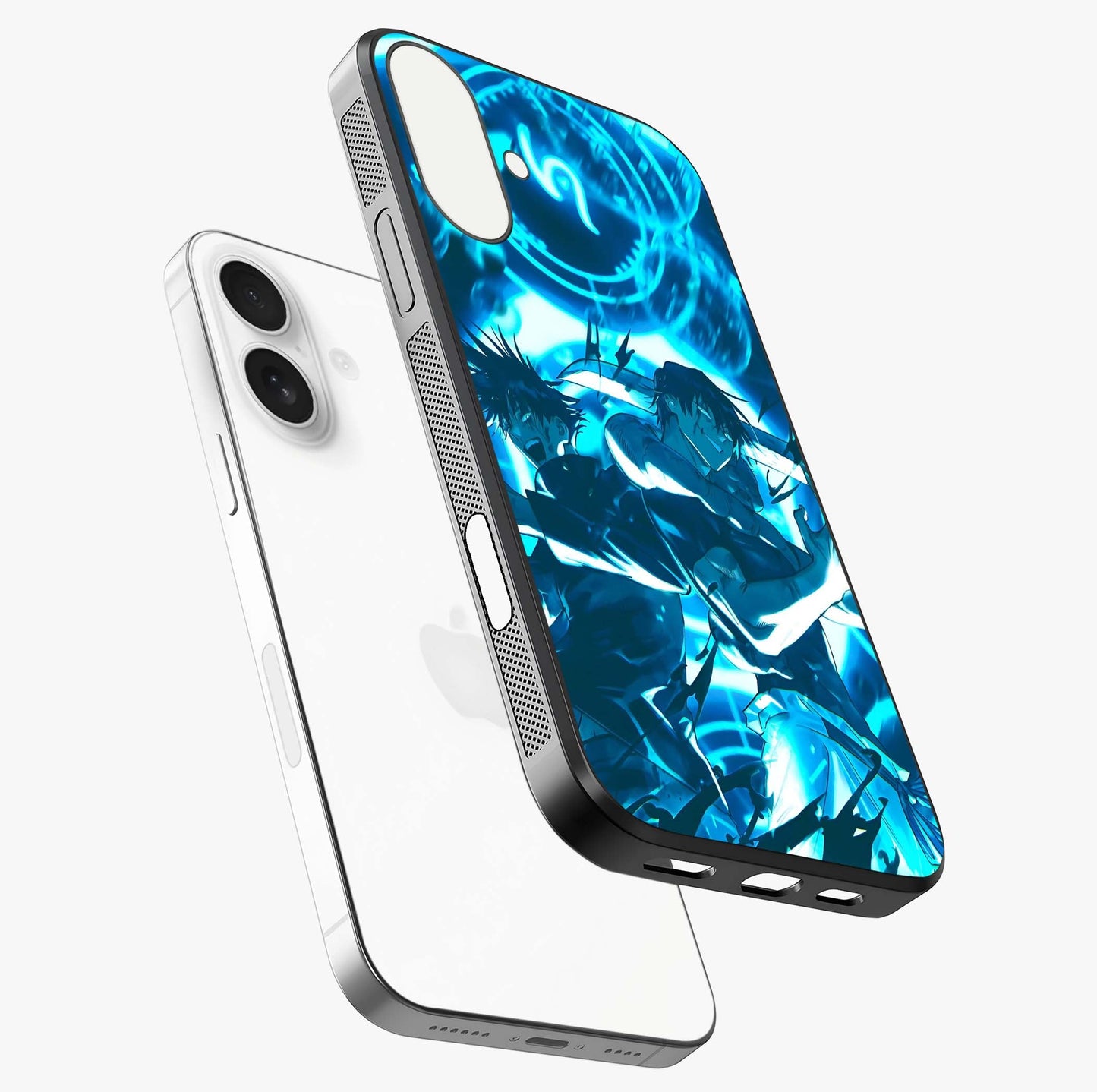 Cursed Energy Clash Glass Case laid diagonally highlighting side profile, edges and glossy glass shine.