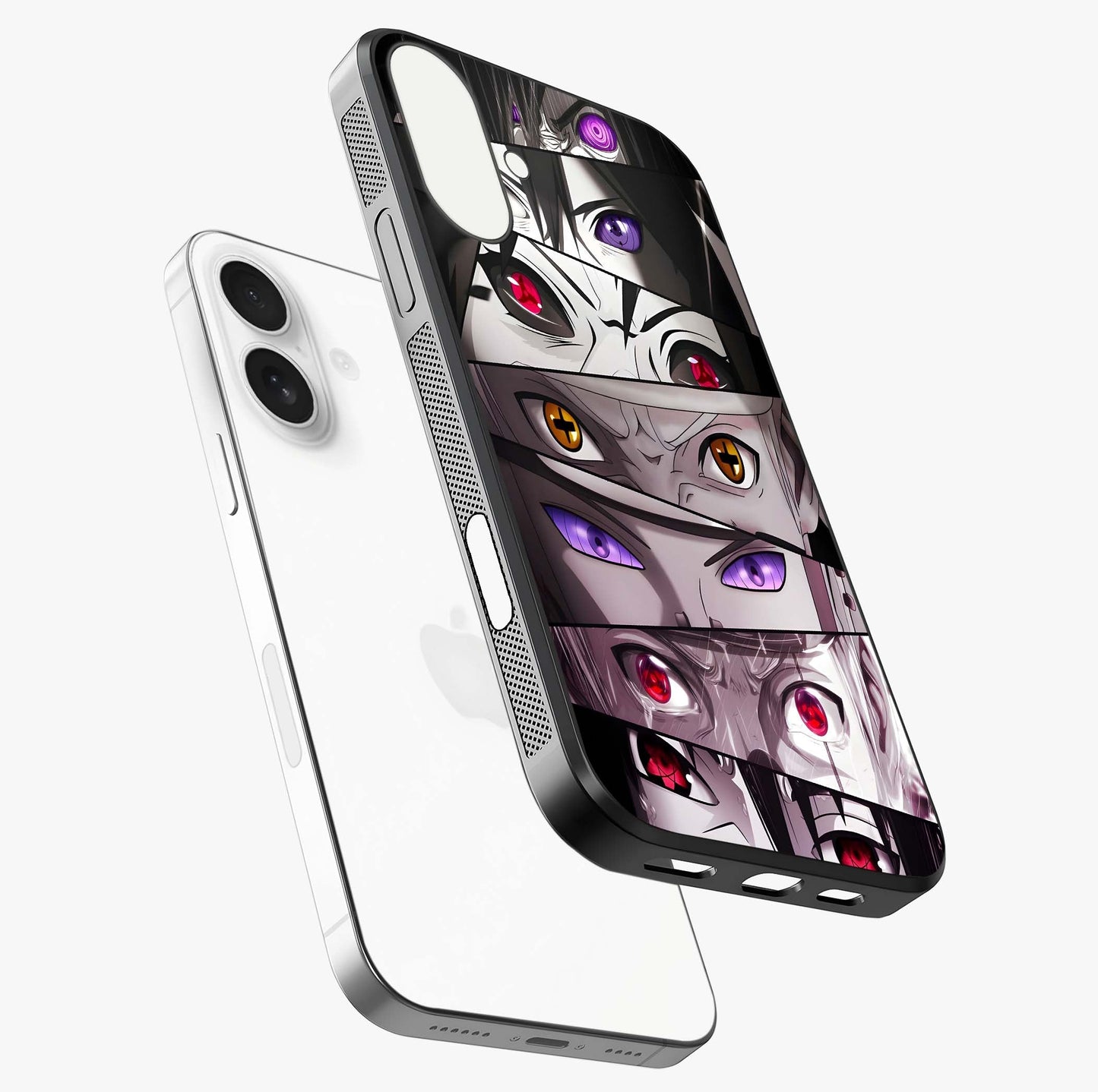 Eyes Of Destiny Glass Case laid diagonally highlighting side profile, edges and glossy glass shine.