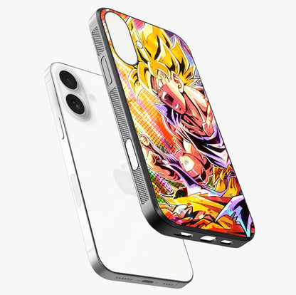 Firing Goku Glass Case laid diagonally highlighting side profile, edges and glossy glass shine.