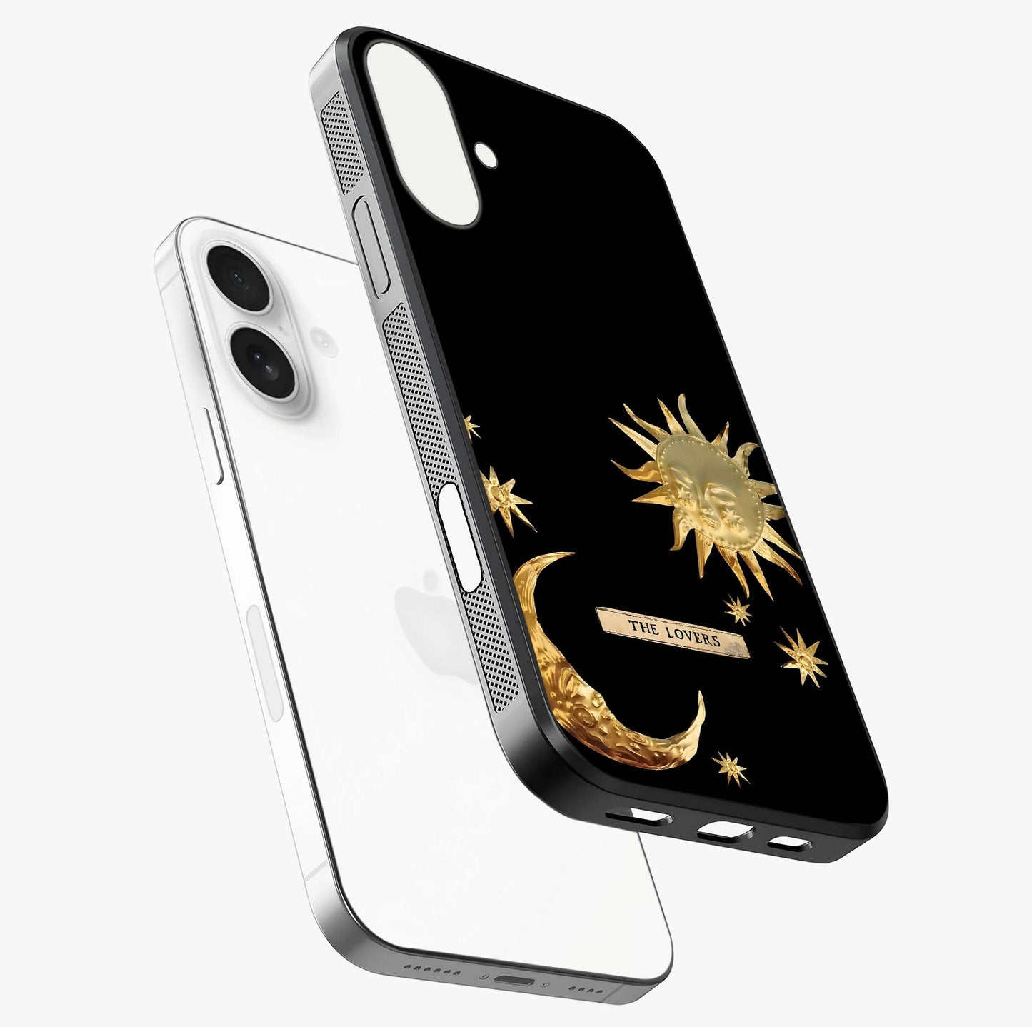 Gold Sun Blush Glass Case laid diagonally highlighting side profile, edges and glossy glass shine.