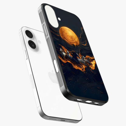 Golden Royal Heritage Glass Case laid diagonally highlighting side profile, edges and glossy glass shine.