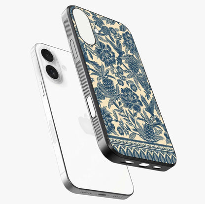 Heirloom Wild Bloom Glass Case laid diagonally highlighting side profile, edges and glossy glass shine.