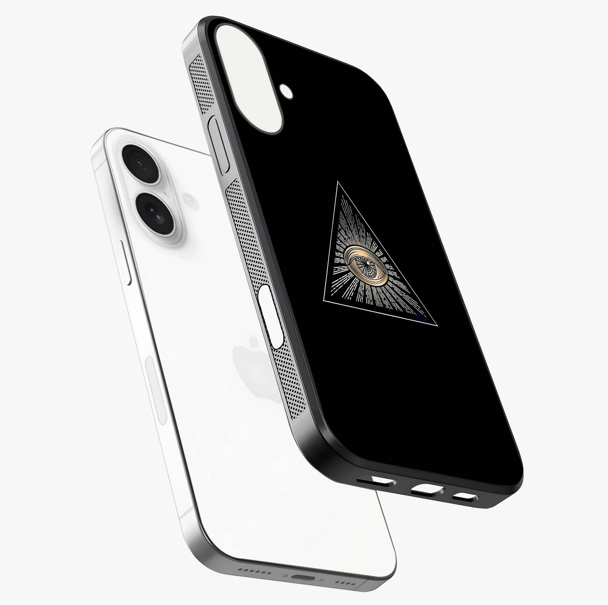 Illuminati Evil Glass Case laid diagonally highlighting side profile, edges and glossy glass shine.