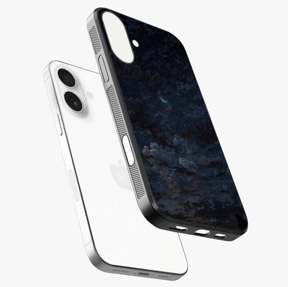Lunar Veil Silence Glass Case laid diagonally highlighting side profile, edges and glossy glass shine.