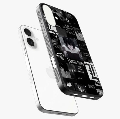 Midnight Chaos Mind Glass Case laid diagonally highlighting side profile, edges and glossy glass shine.