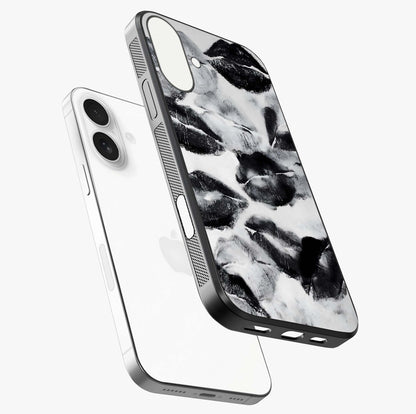 Midnight Kiss Marks Glass Case laid diagonally highlighting side profile, edges and glossy glass shine.