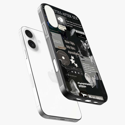 Midnight Love Echo Glass Case laid diagonally highlighting side profile, edges and glossy glass shine.
