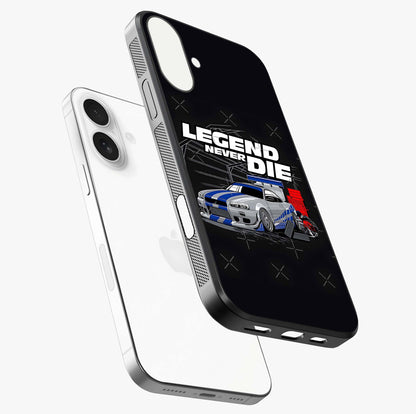 Midnight Racing Legacy Glass Case laid diagonally highlighting side profile, edges and glossy glass shine.
