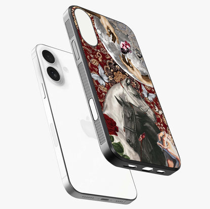 Moonlit Royal Stallion Glass Case laid diagonally highlighting side profile, edges and glossy glass shine.