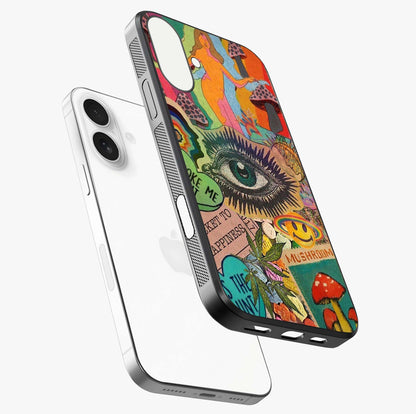 Mystic Eye Wonderland Glass Case laid diagonally highlighting side profile, edges and glossy glass shine.