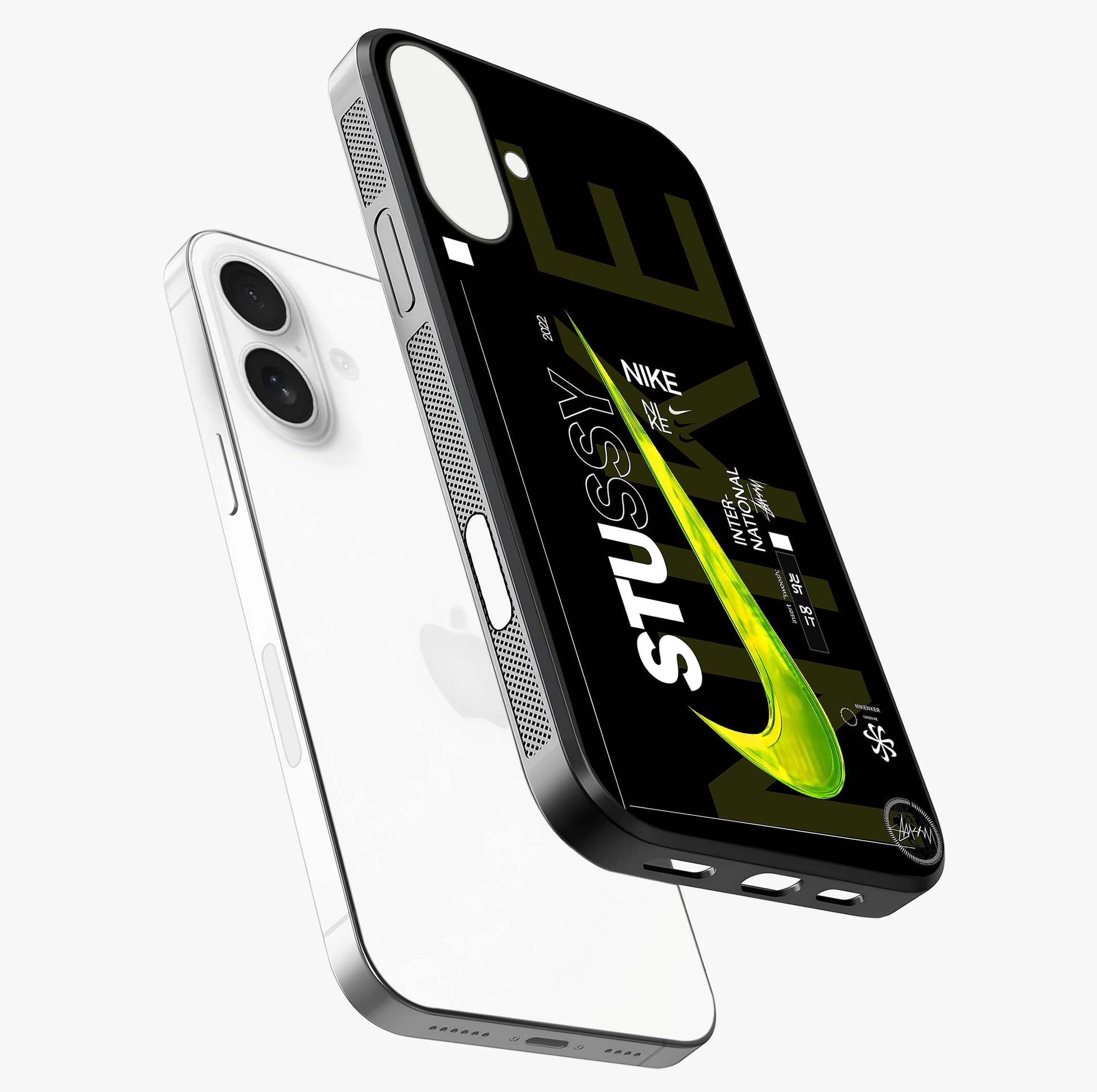 Neon Street Edition Glass Case laid diagonally highlighting side profile, edges and glossy glass shine.