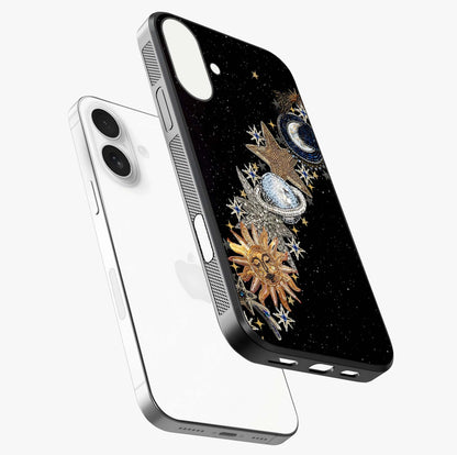 Pearls Universe Object Glass Case laid diagonally highlighting side profile, edges and glossy glass shine.