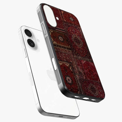 Persian Velvet Tale Glass Case laid diagonally highlighting side profile, edges and glossy glass shine.