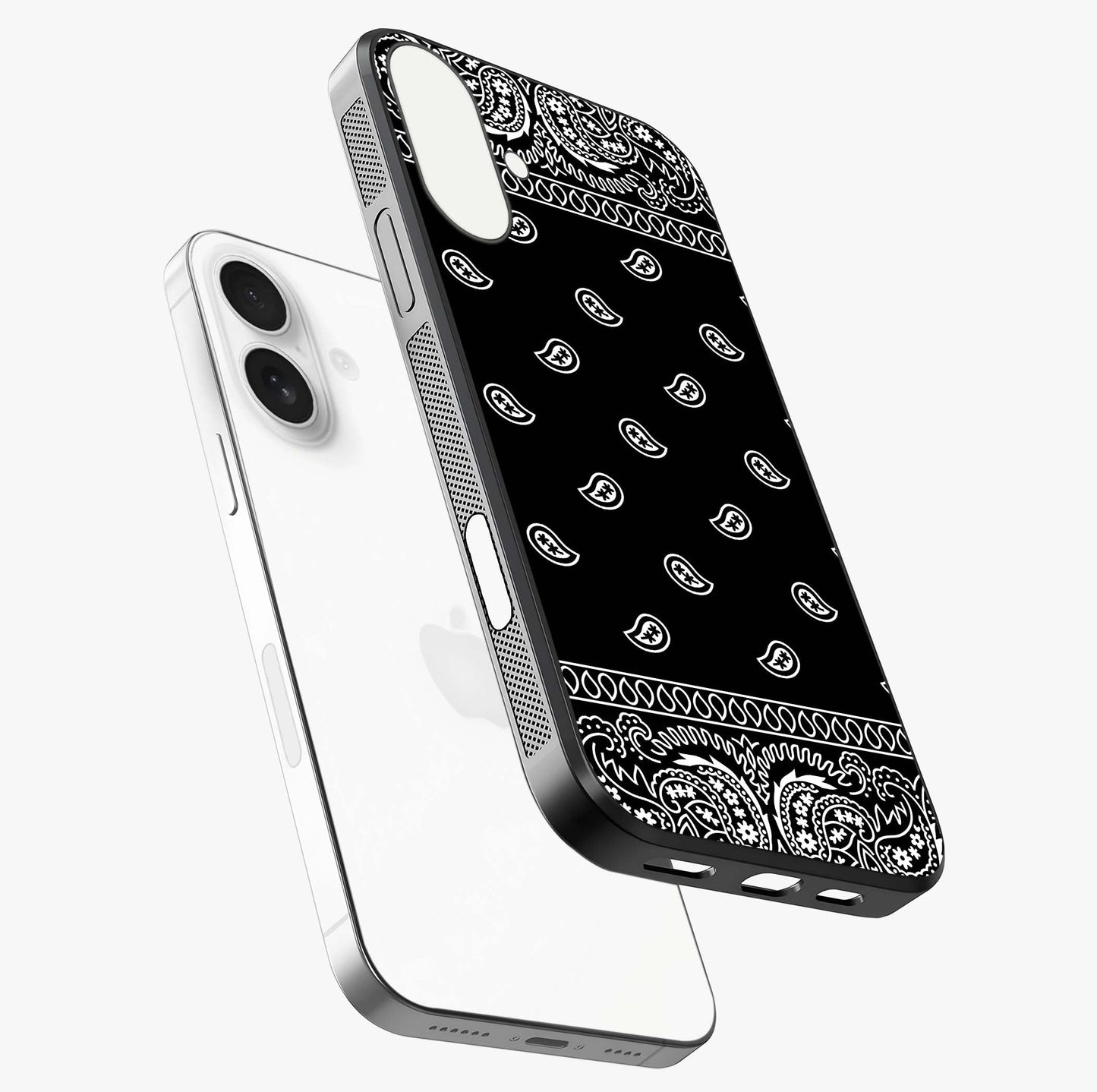 Retro Rebel Threads Glass Case laid diagonally highlighting side profile, edges and glossy glass shine.