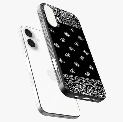 Retro Rebel Threads Glass Case laid diagonally highlighting side profile, edges and glossy glass shine.