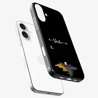 Silent Night Row Glass Case laid diagonally highlighting side profile, edges and glossy glass shine.