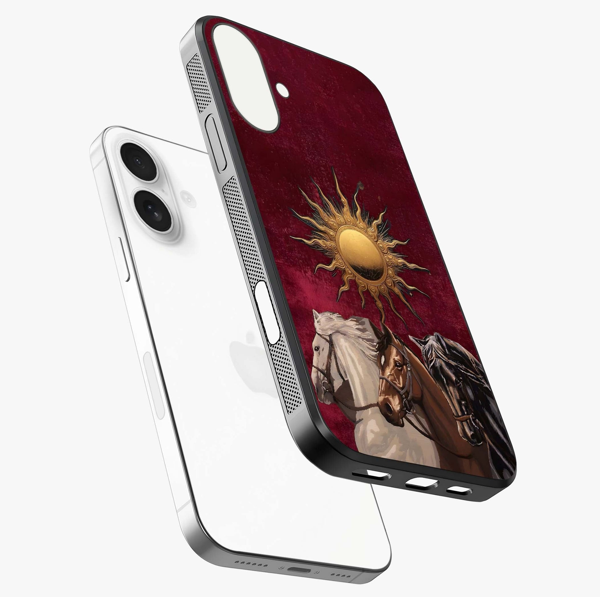 Solar Riders Glass Case laid diagonally highlighting side profile, edges and glossy glass shine.