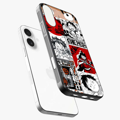Strawhat Chaos Panels Glass Case laid diagonally highlighting side profile, edges and glossy glass shine.