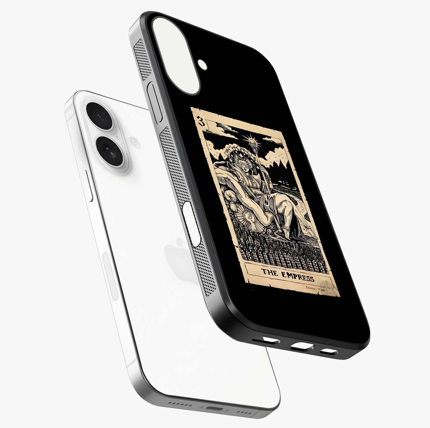 The Empress Glass Case laid diagonally highlighting side profile, edges and glossy glass shine.