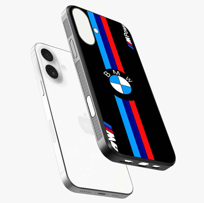 Turbo Bmw Beast Glass Case laid diagonally highlighting side profile, edges and glossy glass shine.
