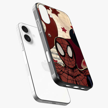 Web Warrior Vibes Glass Case laid diagonally highlighting side profile, edges and glossy glass shine.