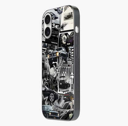 Aesthetic Dark Love Glass Case photographed in natural light showing reflective finish and design depth.