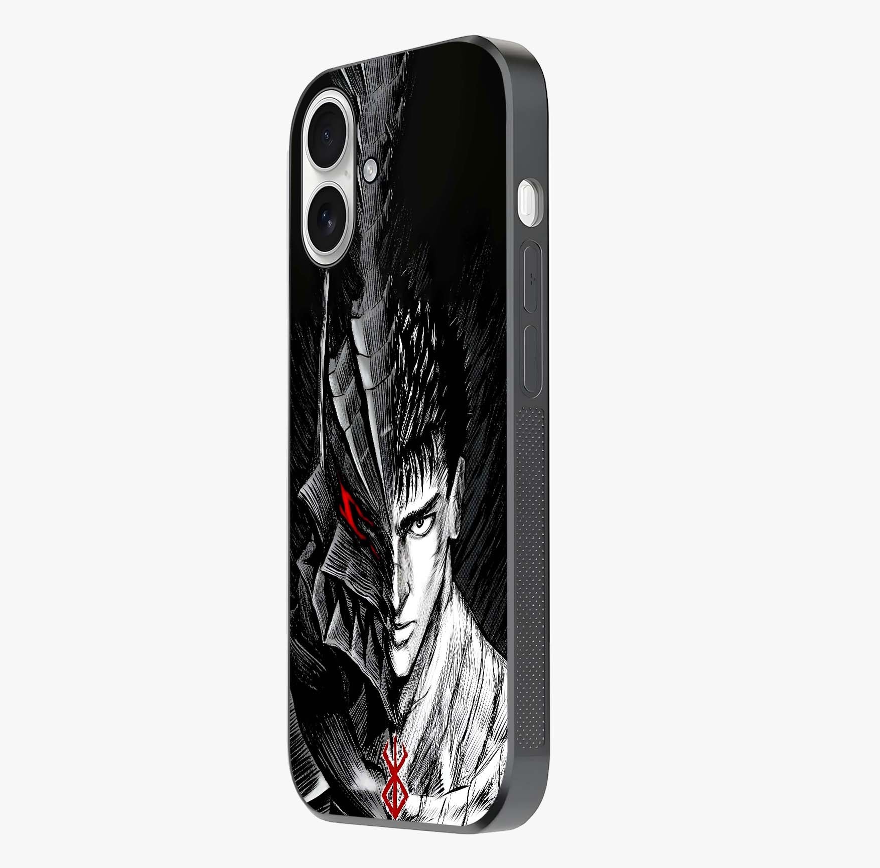Berserker Blood Oath Glass Case photographed in natural light showing reflective finish and design depth.