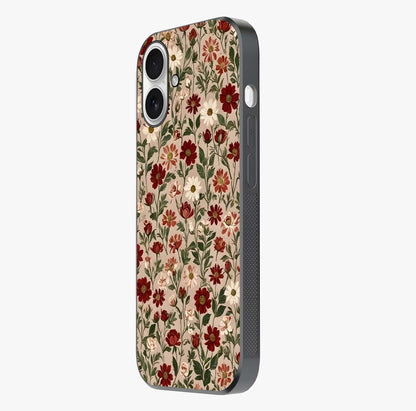 Biege Flower With Leaf Glass Case photographed in natural light showing reflective finish and design depth.