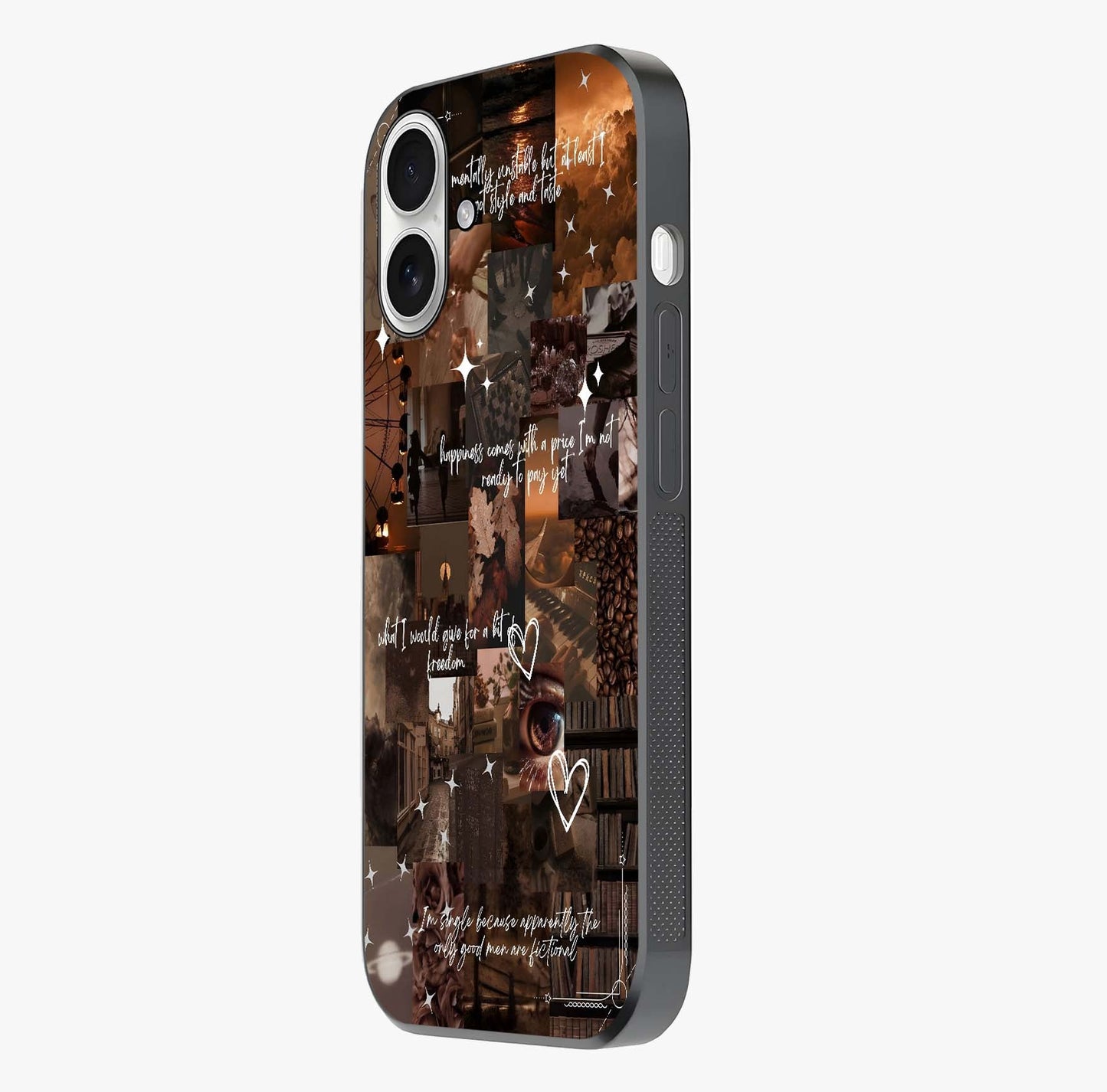 Bittersweet Aesthetic Chaos Glass Case photographed in natural light showing reflective finish and design depth.