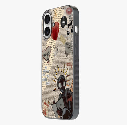 City Dream Sketch Glass Case photographed in natural light showing reflective finish and design depth.