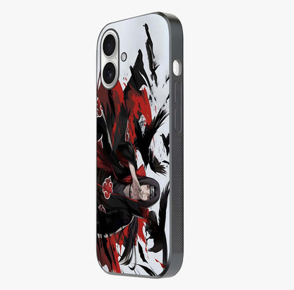 Crimson Crow Illusion Glass Case photographed in natural light showing reflective finish and design depth.