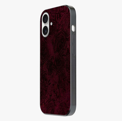 Crimson Fade Flow Glass Case photographed in natural light showing reflective finish and design depth.