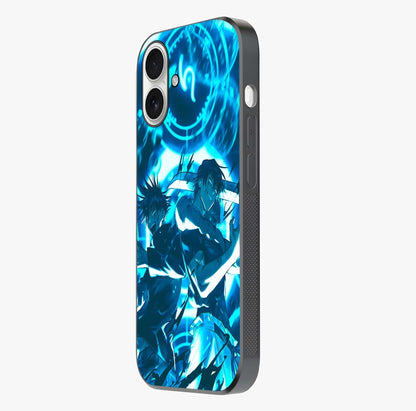 Cursed Energy Clash Glass Case photographed in natural light showing reflective finish and design depth.
