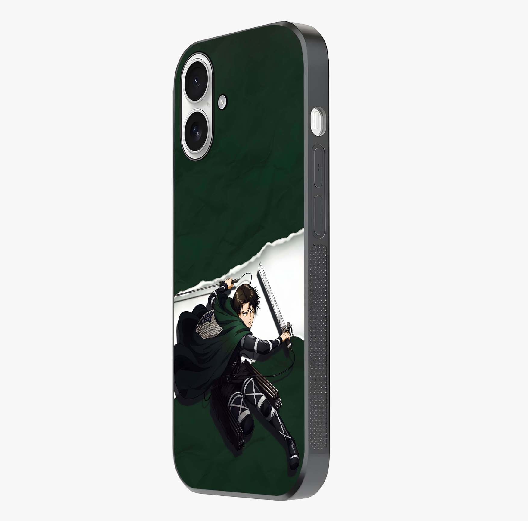 Emerald War Vanguard Glass Case photographed in natural light showing reflective finish and design depth.