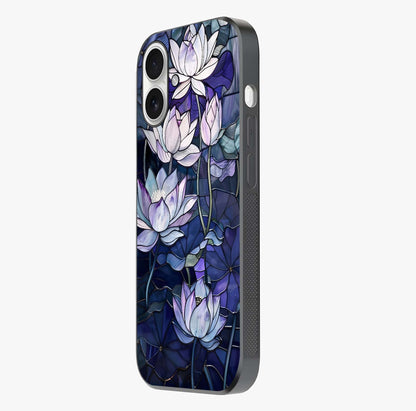 Gloss Petal Rush Glass Case photographed in natural light showing reflective finish and design depth.