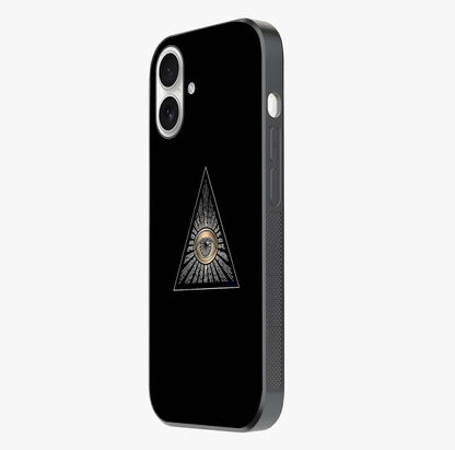 Illuminati Evil Glass Case photographed in natural light showing reflective finish and design depth.