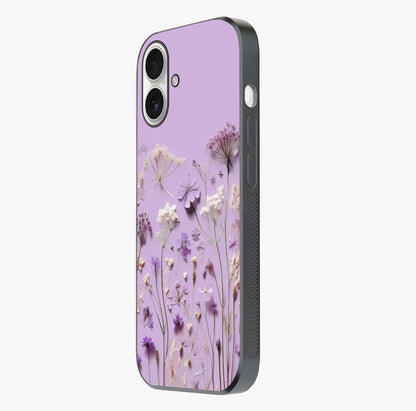 Lavender Blossom Dream Glass Case photographed in natural light showing reflective finish and design depth.