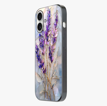 Lavender Dream Glow Glass Case photographed in natural light showing reflective finish and design depth.