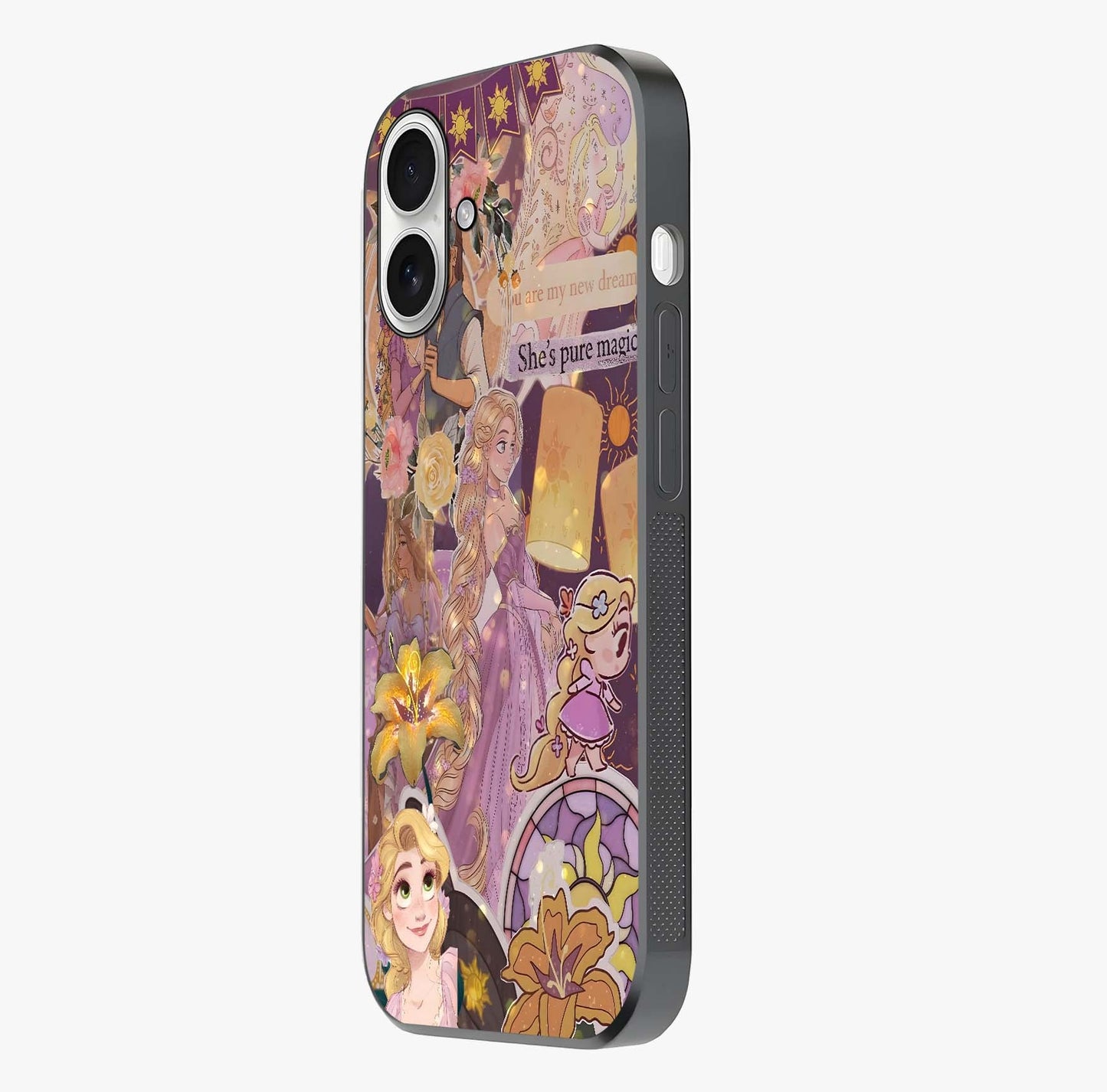 Magical Tangled Dream Glass Case photographed in natural light showing reflective finish and design depth.