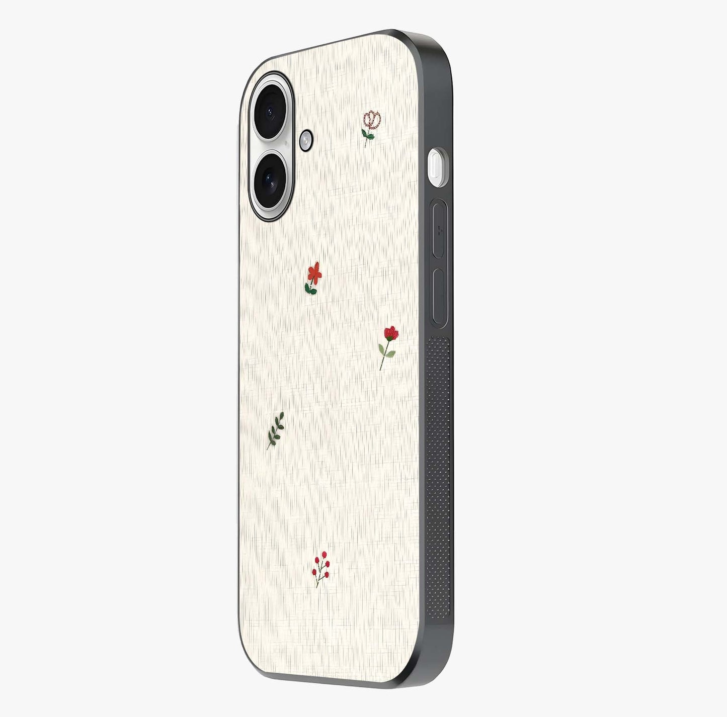 Minimalistic Blue With White Flower Pattern Glass Case photographed in natural light showing reflective finish and design depth.