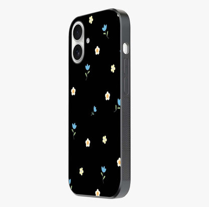 Minimal Petal Whispers Glass Case photographed in natural light showing reflective finish and design depth.