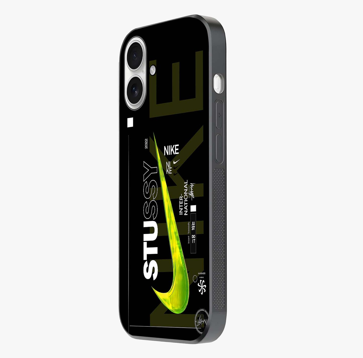 Neon Street Edition Glass Case photographed in natural light showing reflective finish and design depth.