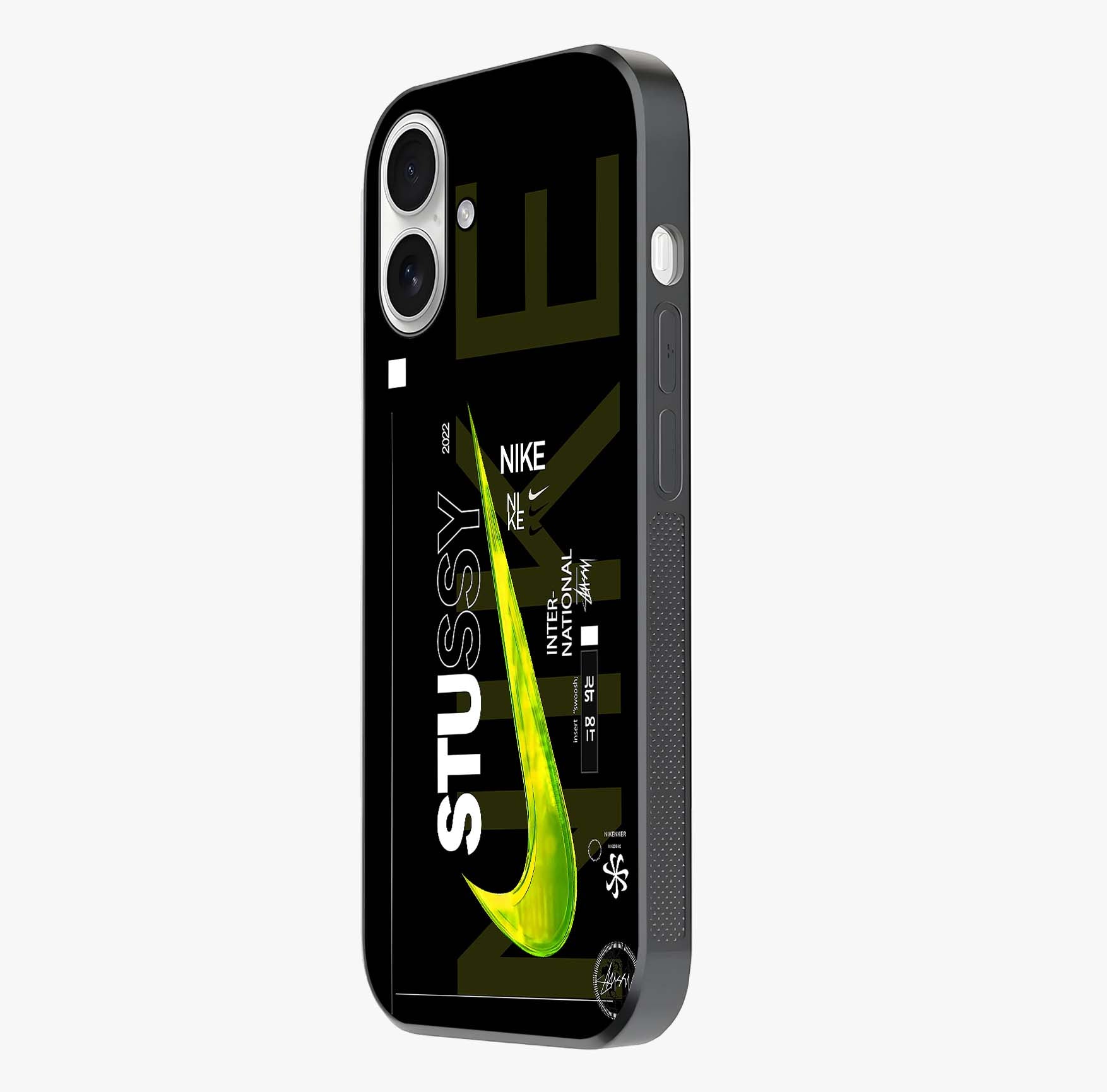 Neon Street Edition Glass Case photographed in natural light showing reflective finish and design depth.