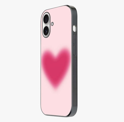 Pink Aura Heart Glass Case photographed in natural light showing reflective finish and design depth.
