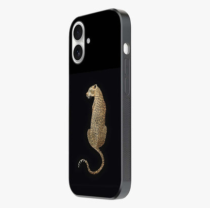 Regal Leopard Glass Case photographed in natural light showing reflective finish and design depth.