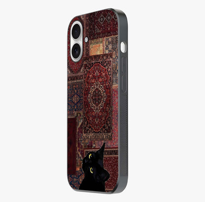 Regal Magic Cat Apple Glass Case photographed in natural light showing reflective finish and design depth.