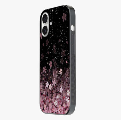Small Starry Flowers Glass Case photographed in natural light showing reflective finish and design depth.