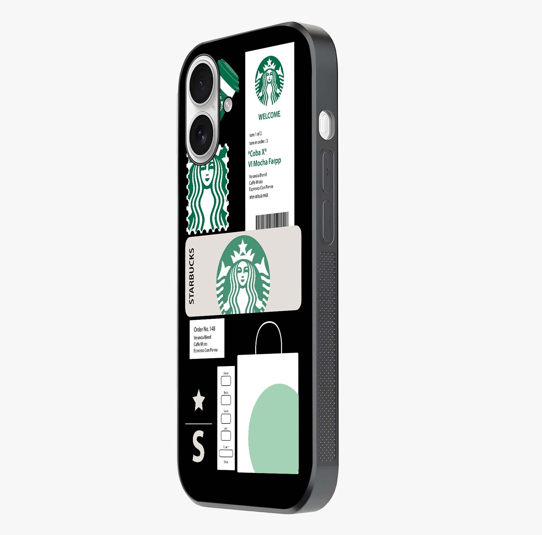 Starbucks Mocha Glass Case photographed in natural light showing reflective finish and design depth.